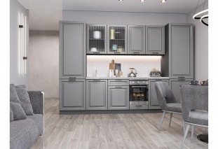 Кухонный гарнитур Ницца Royal-01 Magnum, Graphite 315 см, столешница Пирит светлый