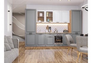 Кухонный гарнитур Ницца Royal-01 Blanco/Magnum, Дуб Вотан 315 см, столешница Дуб сонома