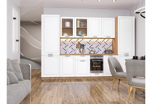 Кухонный гарнитур Ницца Royal-01 Blanco, Дуб Вотан 315 см, столешница Дуб натуральный