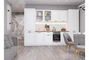 Кухонный гарнитур Ницца Royal-01 Blanco, Белый 315 см, столешница Дуб натуральный