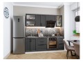 Кухонный гарнитур Сканди-02 Stormy Silkwood, Белый 220 см, столешница Черный детройт