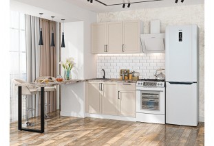 Кухонный гарнитур Сканди-05 Cream Silkwood, Белый 120 см, столешница Мрамор дымчатый