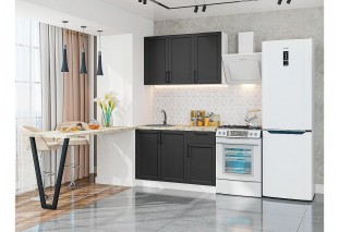 Кухонный гарнитур Сканди-05 Stormy Silkwood, Белый 120 см, столешница Мрамор горный