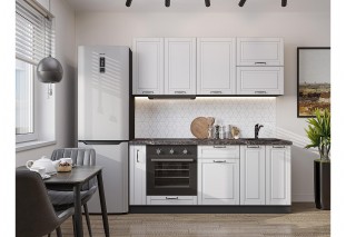 Кухонный гарнитур Дублин-01 Special White, Graphite 190 см, столешница Мрамор черный