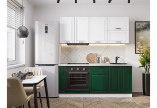 Кухонный гарнитур Дублин-01 Special White/Special Green, Белый 190 см, столешница Пирит светлый