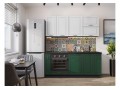 Кухонный гарнитур Дублин-01 Special White/Special Green, Graphite 190 см, столешница Черный детройт