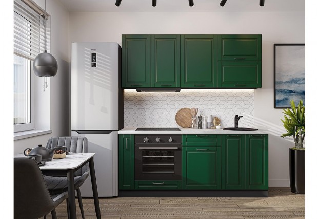 Кухонный гарнитур Дублин-01 Special Green, Graphite 190 см, столешница Антарес