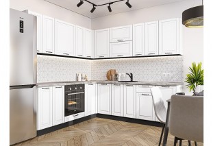 Кухонный гарнитур Дублин-02 Special White, Graphite 220/240 см, столешница Снежный мрамор