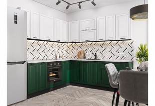 Кухонный гарнитур Дублин-02 Special White/Special Green, Graphite 220/240 см, столешница Антарес