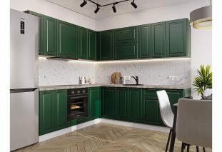 Кухонный гарнитур Дублин-02 Special Green, Белый 220/240 см, столешница Мрамор дымчатый