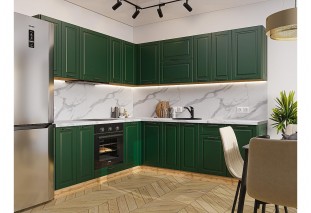 Кухонный гарнитур Дублин-02 Special Green, Дуб Вотан 220/240 см, столешница Гранит белый