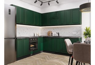 Кухонный гарнитур Дублин-02 Special Green, Graphite 220/240 см, столешница Черный детройт