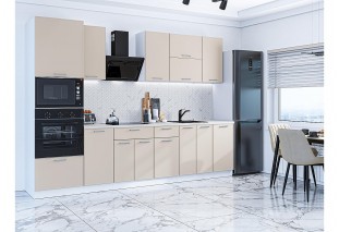 Кухонный гарнитур Квадро-01 Кашемир, Белый 300 см, столешница Антарес