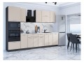 Кухонный гарнитур Квадро-01 Кашемир, Graphite 300 см, столешница Гранит белый