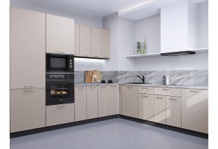 Кухонный гарнитур Квадро-02 Кашемир, Graphite 240/215 см, столешница Снежный мрамор