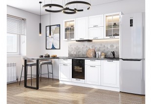 Кухонный гарнитур Дублин-03 Special White, Белый 195 см, столешница Черный детройт
