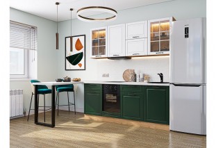 Кухонный гарнитур Дублин-03 Special White/Special Green, Дуб Вотан 195 см, столешница Антарес