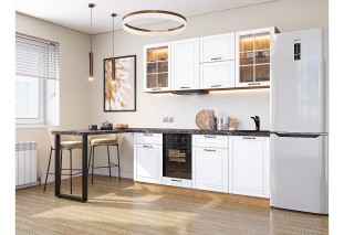 Кухонный гарнитур Дублин-03 Special White, Дуб Вотан 195 см, столешница Мрамор черный