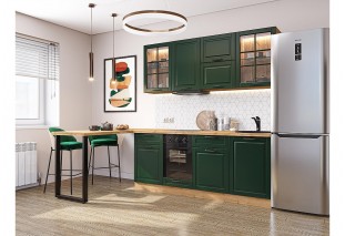 Кухонный гарнитур Дублин-03 Special Green, Дуб Вотан 195 см, столешница Дуб натуральный
