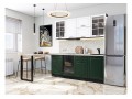 Кухонный гарнитур Дублин-03 Special White/Special Green, Graphite 195 см, столешница Кварц белый