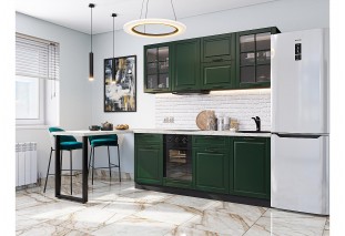 Кухонный гарнитур Дублин-03 Special Green, Graphite 195 см, столешница Пирит светлый