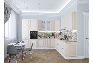 Кухонный гарнитур Ницца-04 Агат, Белый 320/270 см, столешница Редондо