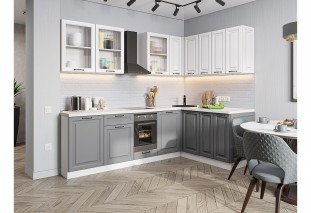 Кухонный гарнитур Ницца Royal-02 Blanco/Magnum, Белый 255/160 см, столешница Антарес