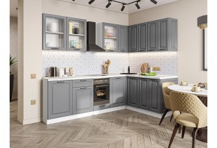 Кухонный гарнитур Ницца Royal-02 Magnum, Белый 255/160 см, столешница Антарес