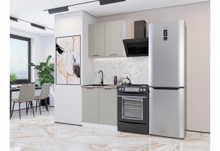 Кухонный гарнитур Флэт-03 Light Grey In 2S, Белый 80 см, столешница Мрамор горный