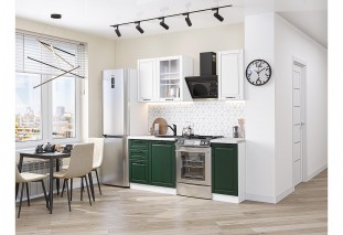 Кухонный гарнитур Дублин-04 Special White/Special Green, Белый 130 см, столешница Антарес