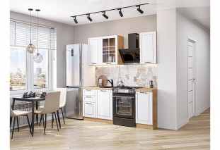 Кухонный гарнитур Дублин-04 Special White, Дуб Вотан 130 см, столешница Дуб натуральный