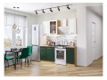 Кухонный гарнитур Дублин-04 Special White/Special Green, Дуб Вотан 130 см, столешница Дуб натуральный