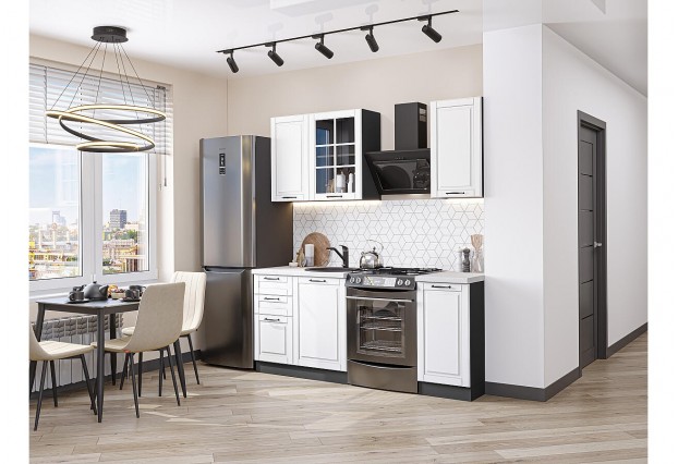 Кухонный гарнитур Дублин-04 Special White, Graphite 130 см, столешница Антарес