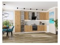 Кухонный гарнитур Флэт-05 Wotan Oak 2S, Белый 400/100 см, столешница Пирит светлый