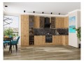 Кухонный гарнитур Флэт-05 Wotan Oak 2S, Дуб Вотан 400/100 см, столешница Мрамор черный