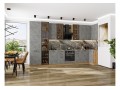 Кухонный гарнитур Флэт-05 Temple Stone 2S, Дуб Вотан 400/100 см, столешница Мрамор горный