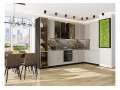 Кухонный гарнитур Квадро-04 Кашемир, Graphite 340/160 см, столешница Мрамор горный