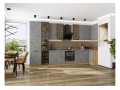 Кухонный гарнитур Флэт-05 Temple Stone 2S, Дуб Вотан 400/100 см, столешница Дуб табак, со стеклянными полками