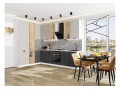 Кухонный гарнитур Евро Лайн-07 Агат/Антрацит, Белый 200/300 см, столешница Снежный мрамор, со стеклянными полками