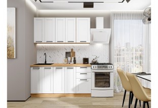 Кухонный гарнитур Нео-01 White Silk, Дуб Вотан 160 см, столешница Дуб натуральный
