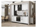 Кухонный гарнитур Нео-02 White Silk, Graphite 230 см, столешница Мрамор серый