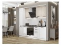 Кухонный гарнитур Нео-02 Cream Silk/White Silk, Белый 230 см, столешница Черный детройт