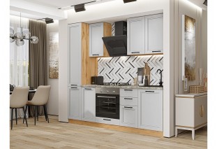Кухонный гарнитур Нео-02 Grey Silk, Дуб Вотан 230 см, столешница Мрамор дымчатый