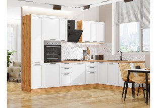 Кухонный гарнитур Нео-03 White Silk, Дуб Вотан 300/210 см, столешница Дуб сонома
