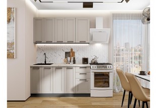 Кухонный гарнитур Нео-01 Clay Silk, Graphite 160 см, столешница Кварцит Бьянко