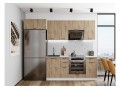 Кухонный гарнитур Флэт-01 Natural Casella Oak 2S, Белый 260 см, столешница Антарес