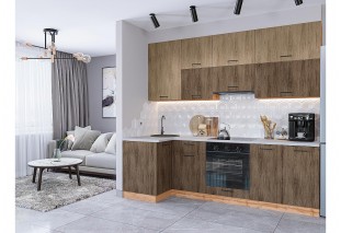 Кухонный гарнитур Флэт-04 Natural Casella Oak 2S/Brown Casella Oak 2S, Дуб Вотан 100/250 см, столешница Антарес