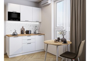 Кухонный гарнитур Лайт-01 Special White, Белый 160 см, столешница Дуб натуральный