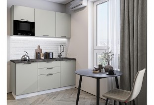 Кухонный гарнитур Лайт-01 Special Grey, Белый 160 см, столешница Кварц белый
