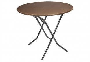 Стол складной круглый 90х90х75 черный корпус, орех